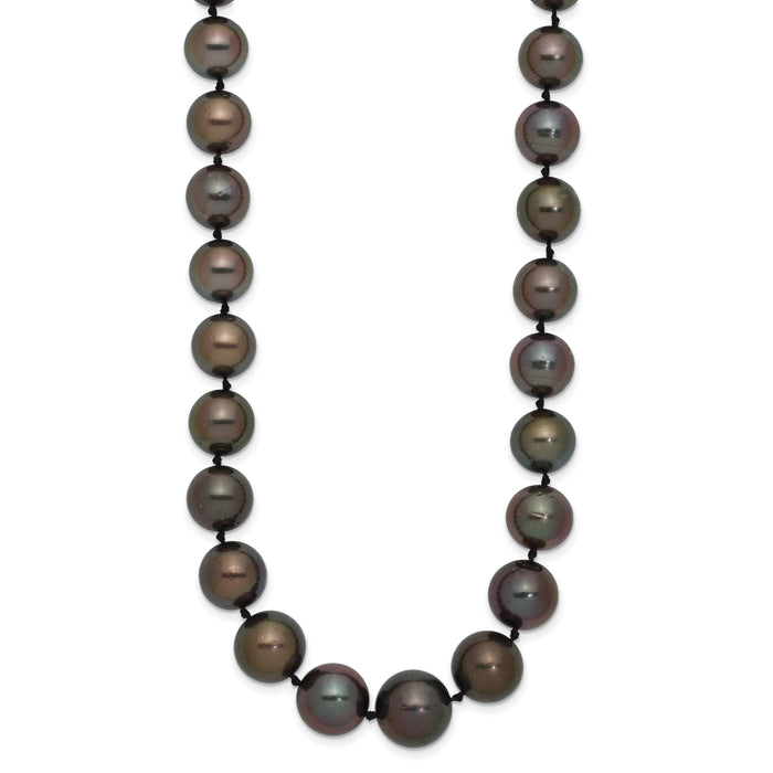14k WG 9-12mm Semi-round Saltwater Cultured Tahitian Graduated Necklace-XF464-19