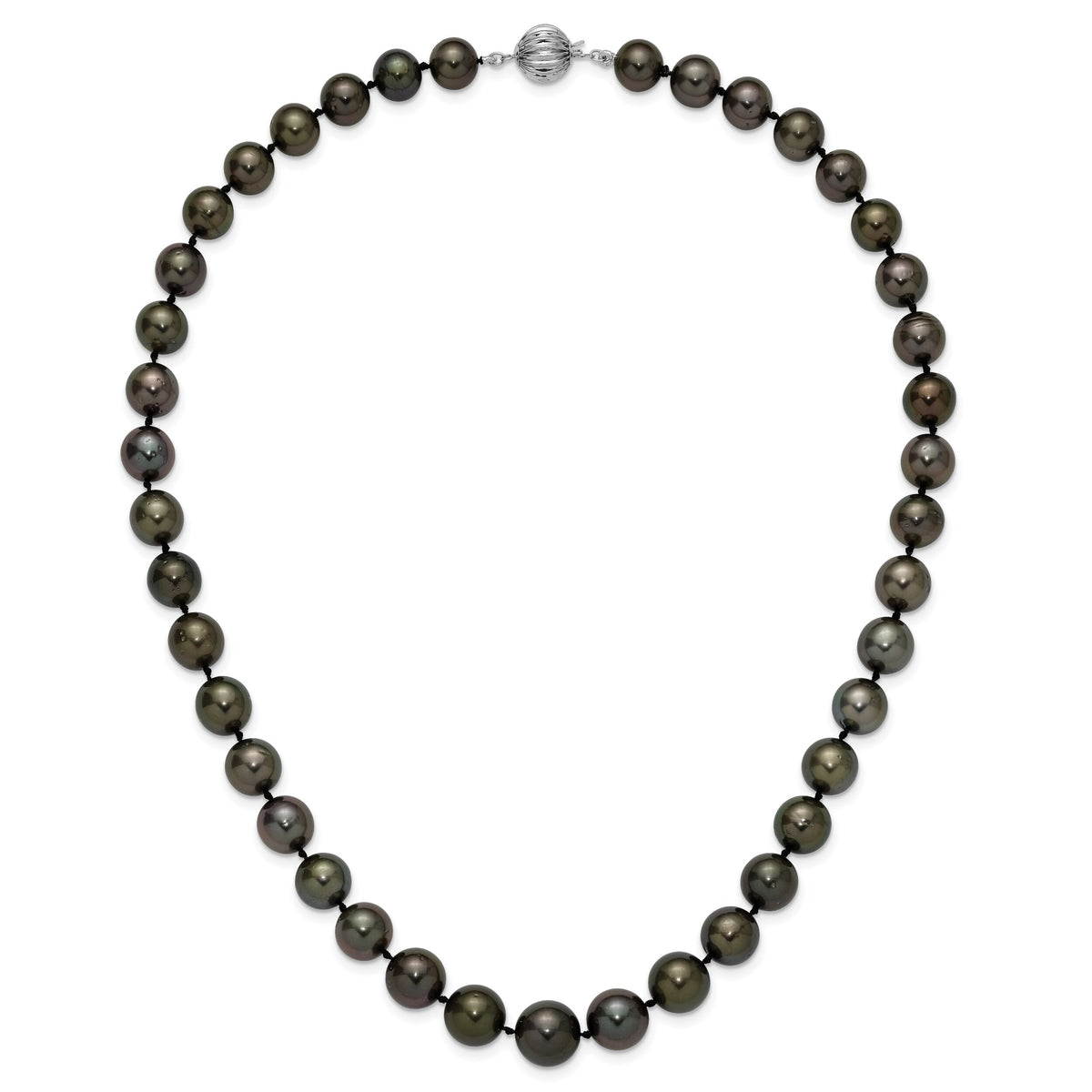 14k WG 9-12mm Semi-round Saltwater Cultured Tahitian Graduated Necklace-XF464-19