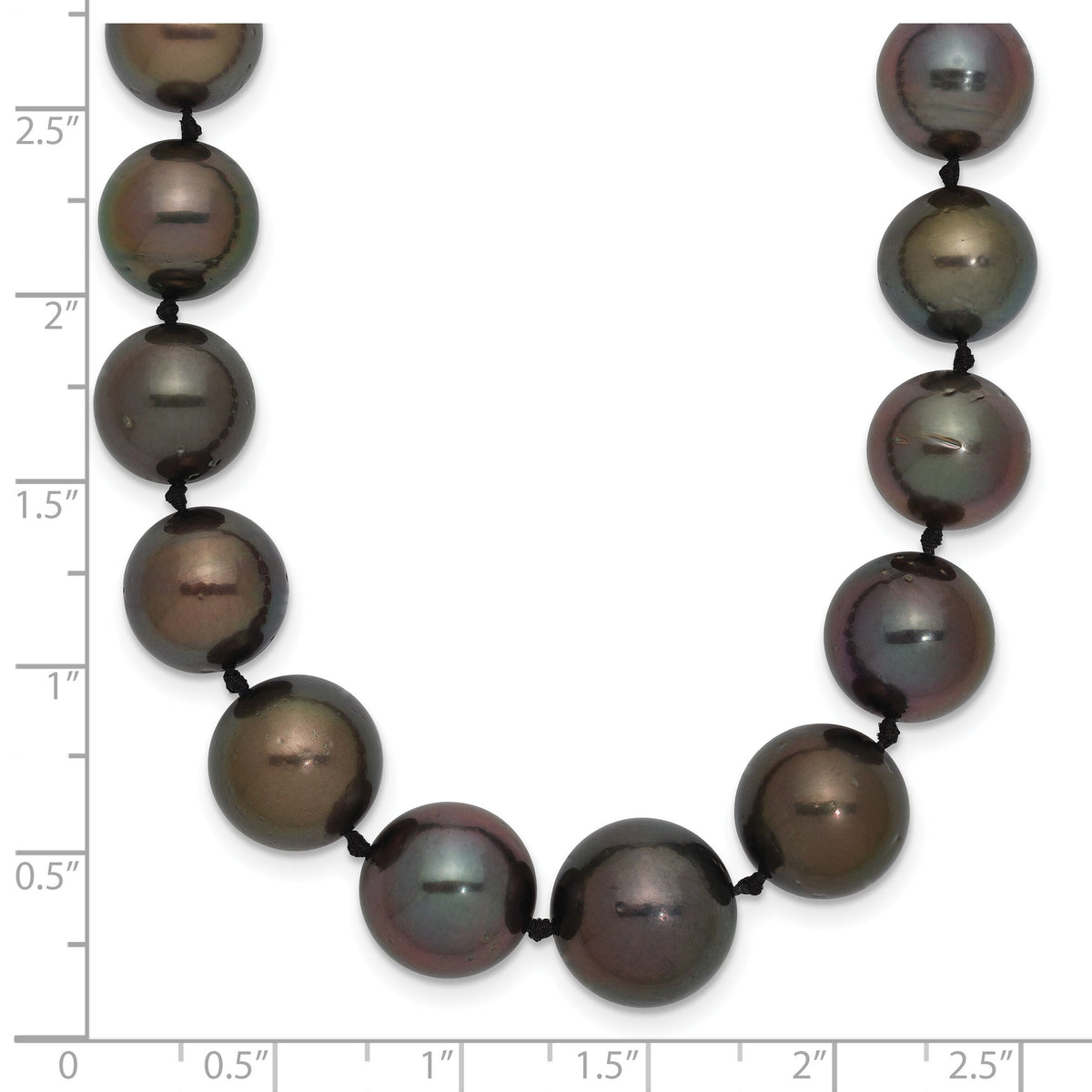 14k WG 9-12mm Semi-round Saltwater Cultured Tahitian Graduated Necklace-XF464-19