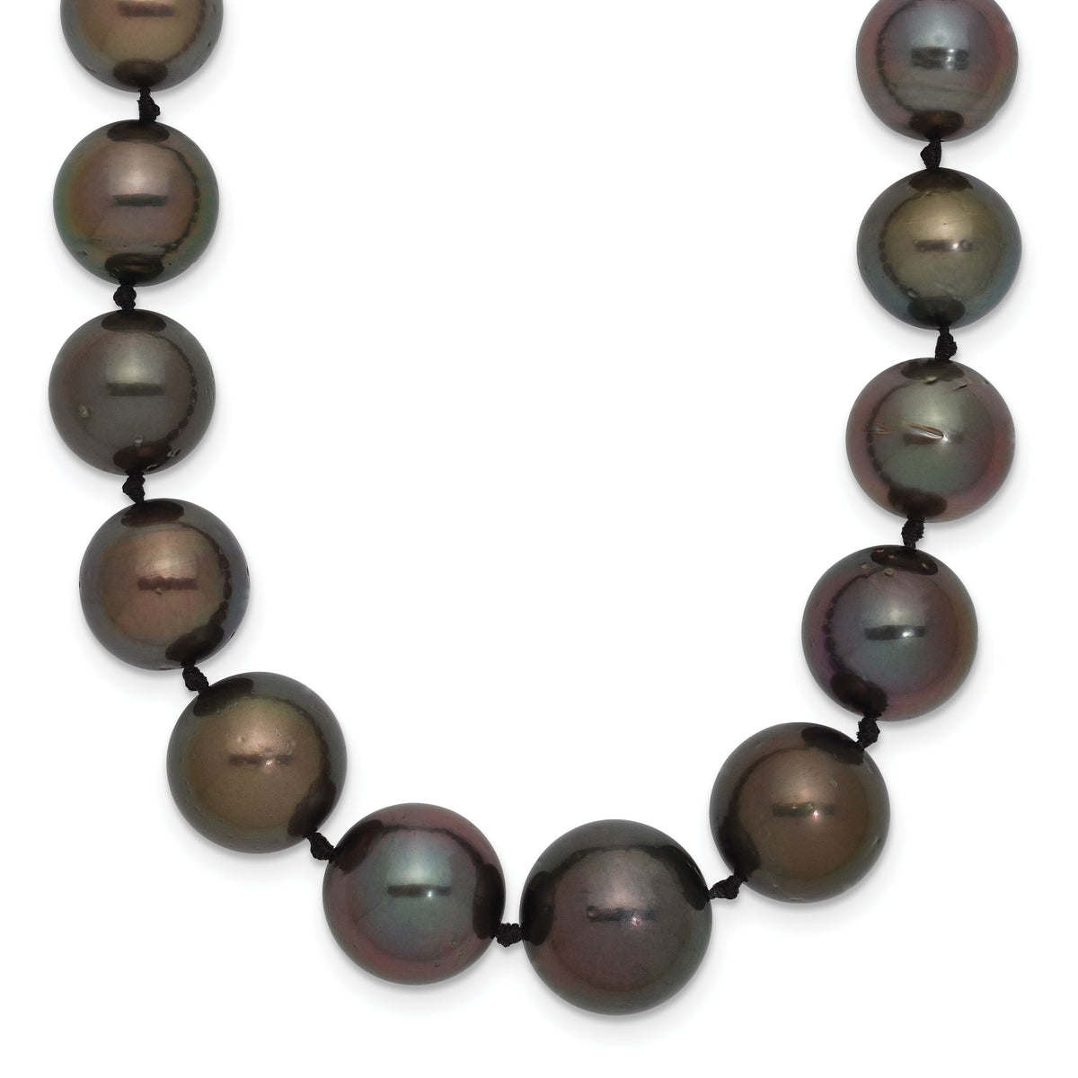 14k WG 9-12mm Semi-round Saltwater Cultured Tahitian Graduated Necklace-XF464-19