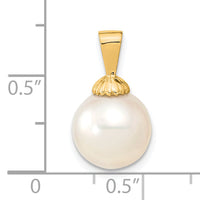 14k 10-11mm White Round Saltwater Cultured South Sea Pearl Pendant-XF465