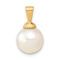 14k 10-11mm White Round Saltwater Cultured South Sea Pearl Pendant-XF465