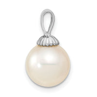 14K White Gold 10-11mm Round White Saltwater South Sea Pearl Pendant-XF465W
