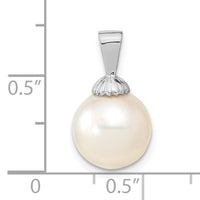 14K White Gold 10-11mm Round White Saltwater South Sea Pearl Pendant-XF465W