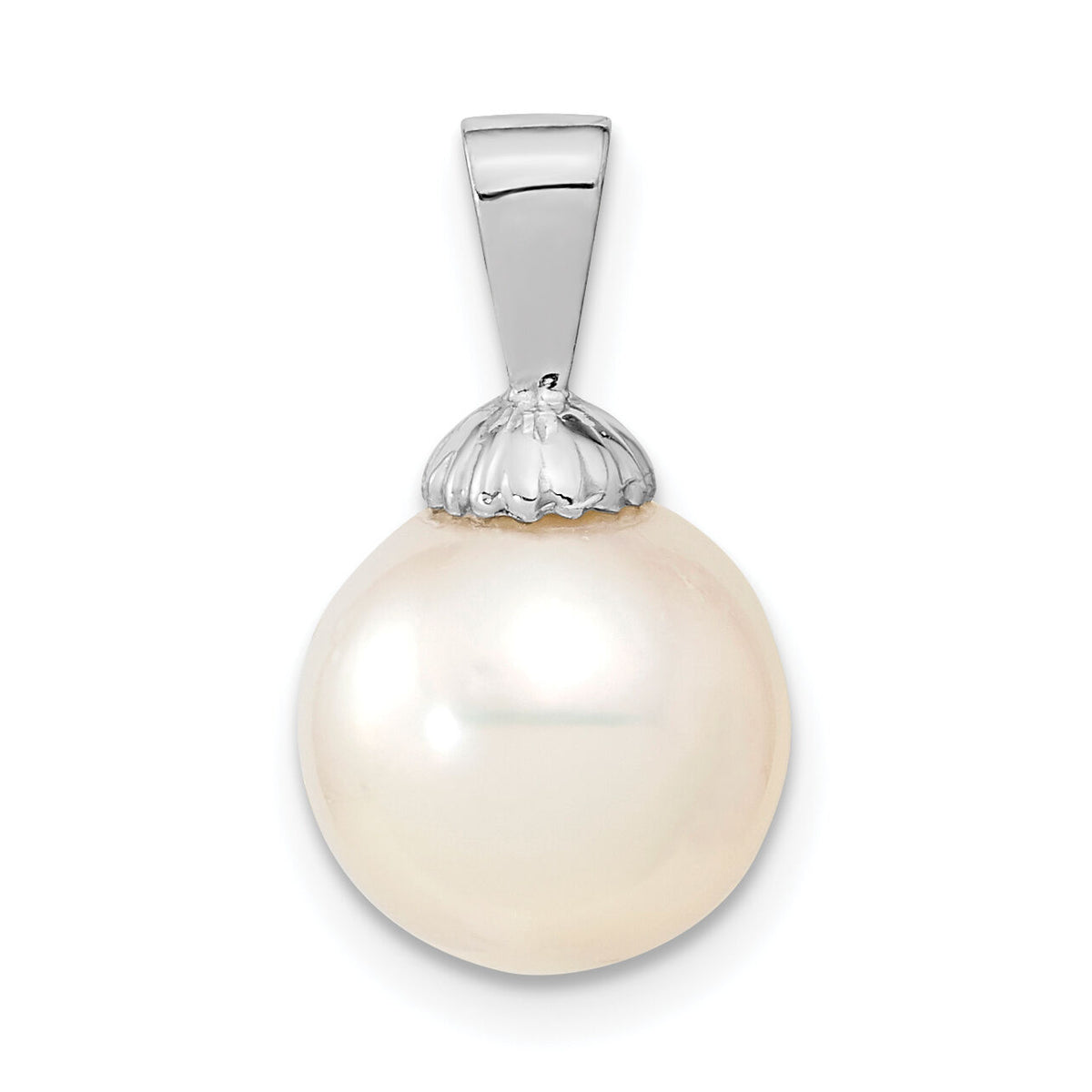 14K White Gold 10-11mm Round White Saltwater South Sea Pearl Pendant-XF465W