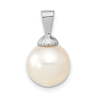 14K White Gold 10-11mm Round White Saltwater South Sea Pearl Pendant-XF465W