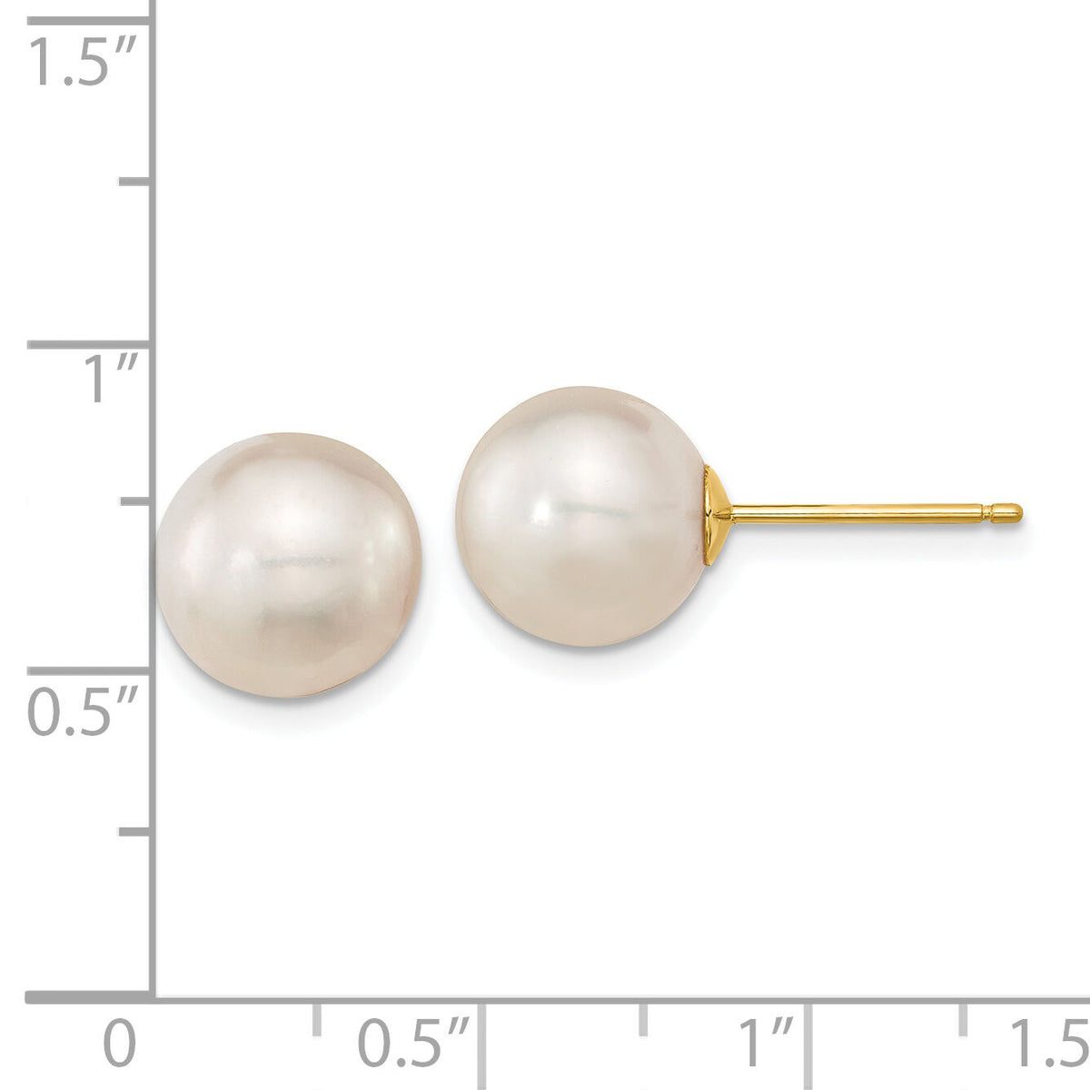 14k 10-11mm White Round Saltwater Cultured South Sea Pearl Post Earrings-XF469E