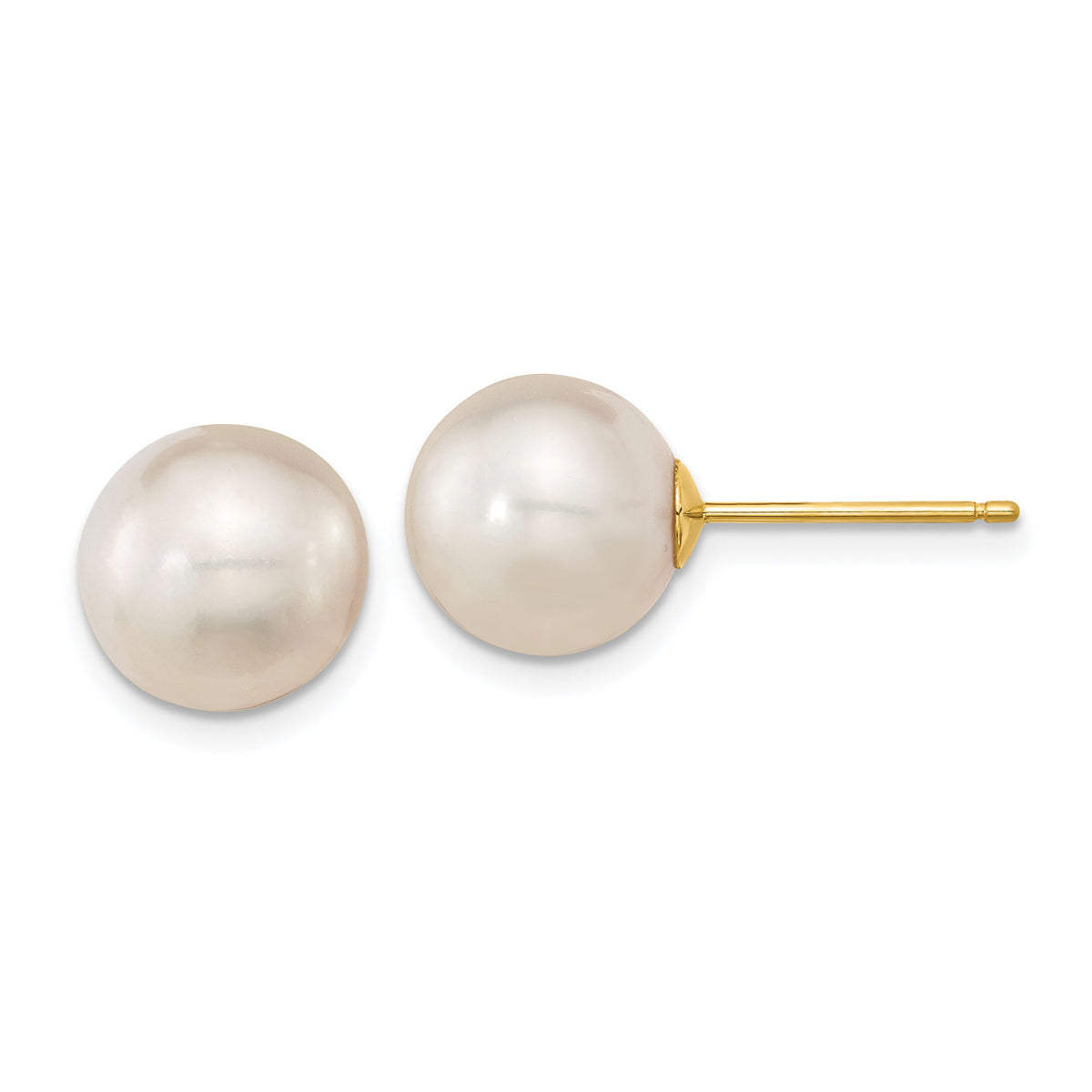14k 10-11mm White Round Saltwater Cultured South Sea Pearl Post Earrings-XF469E