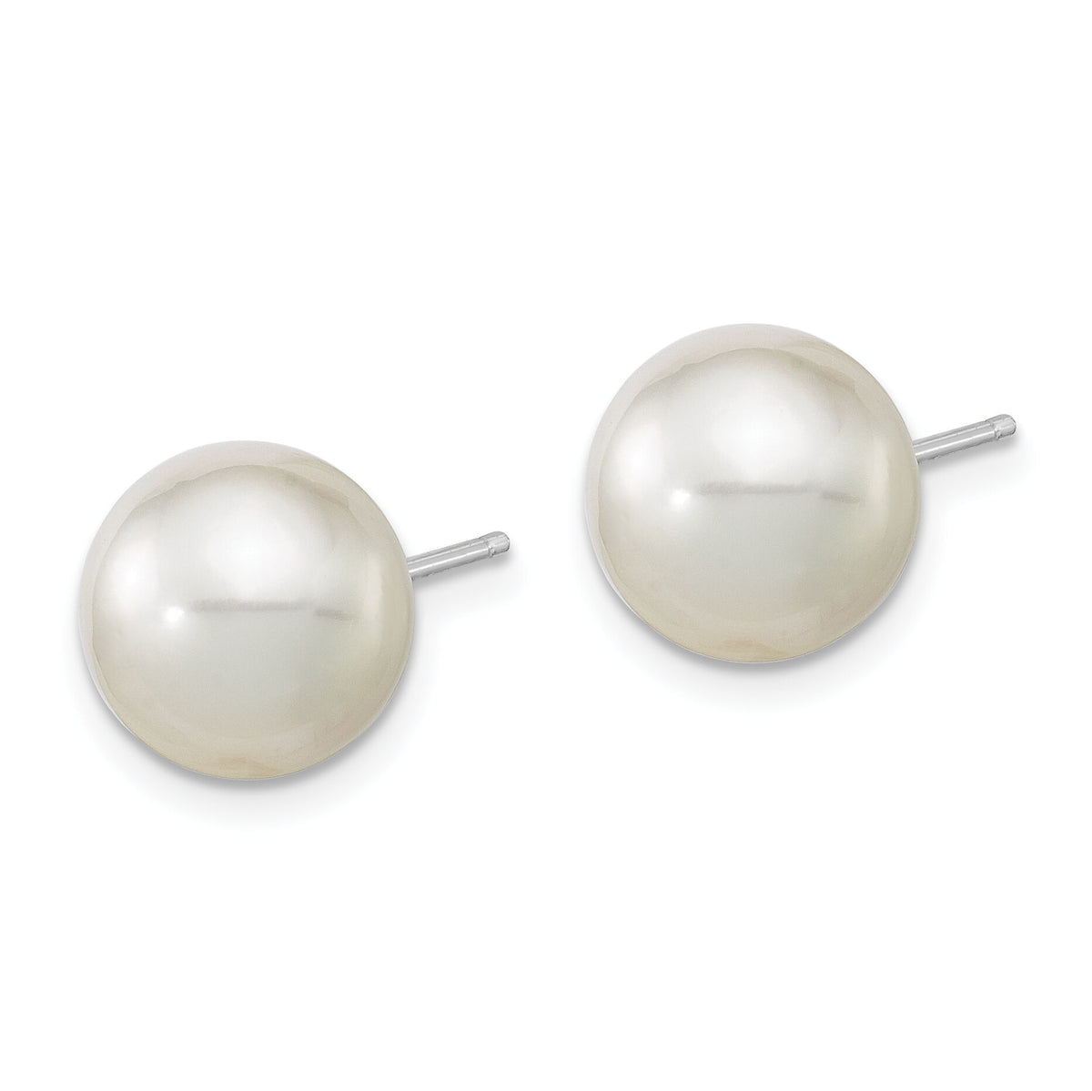 14K White Gold 10-11mm Round White Saltwater South Sea Pearl Earrings-XF469WE