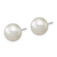 14K White Gold 10-11mm Round White Saltwater South Sea Pearl Earrings-XF469WE