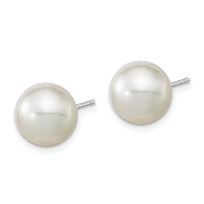 14K White Gold 10-11mm Round White Saltwater South Sea Pearl Earrings-XF469WE