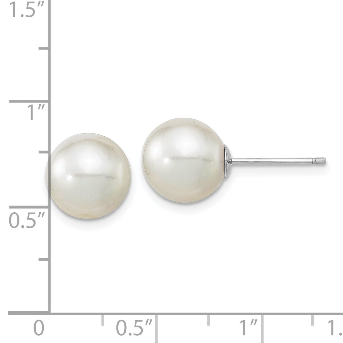 14K White Gold 10-11mm Round White Saltwater South Sea Pearl Earrings-XF469WE