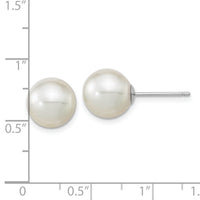 14K White Gold 10-11mm Round White Saltwater South Sea Pearl Earrings-XF469WE