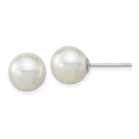14K White Gold 10-11mm Round White Saltwater South Sea Pearl Earrings-XF469WE