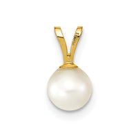 14k Gold 5-6mm Round White Saltwater Akoya Cultured Pearl Pendant-XF486