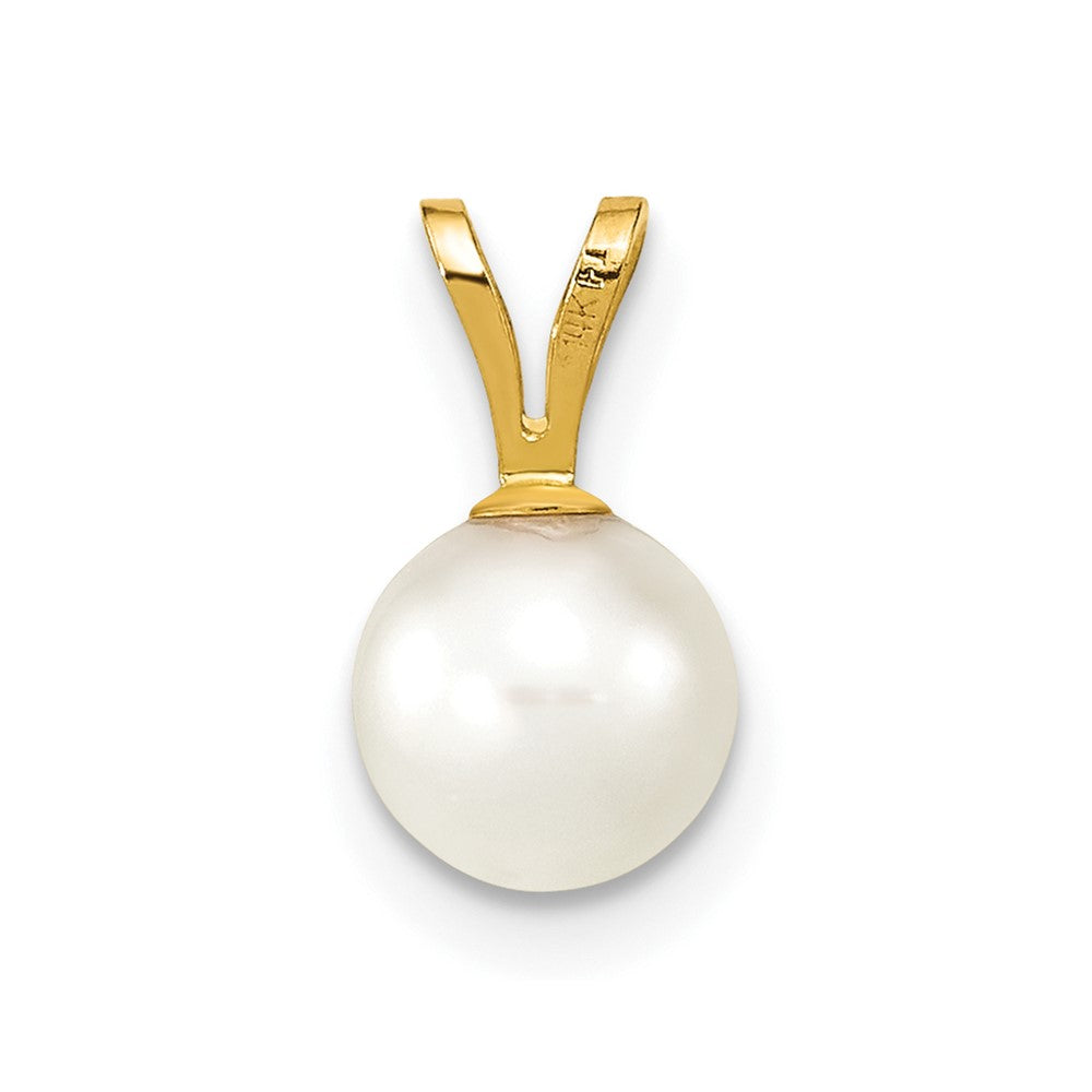 14k Gold 6-7mm White Saltwater Akoya Cultured Pearl Pendant-XF487