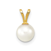 14k Gold 6-7mm White Saltwater Akoya Cultured Pearl Pendant-XF487