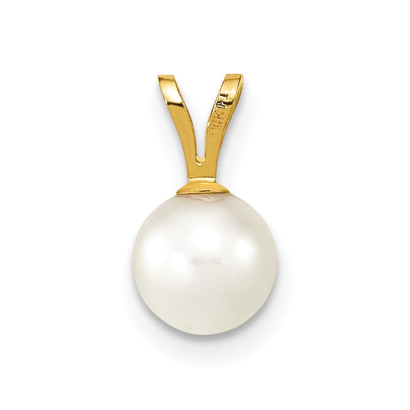 14k Gold 6-7mm White Saltwater Akoya Cultured Pearl Pendant-XF487