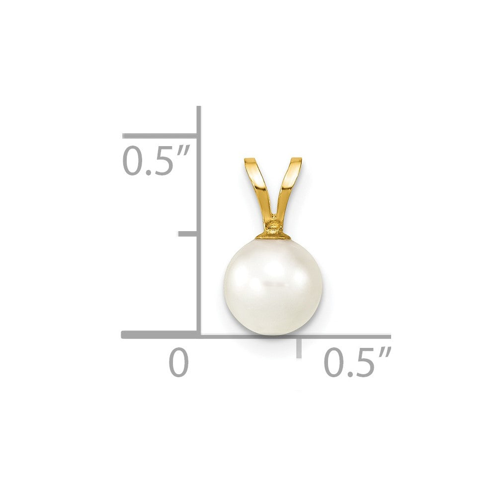 14k Gold 6-7mm White Saltwater Akoya Cultured Pearl Pendant-XF487