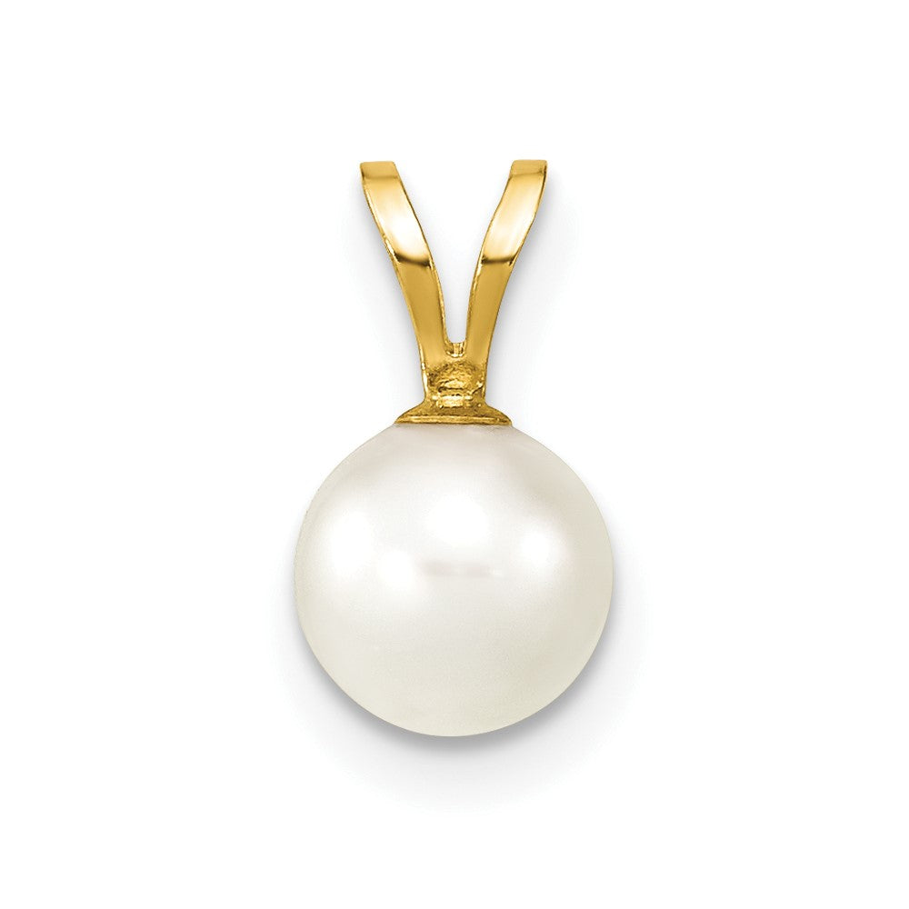14k Gold 6-7mm White Saltwater Akoya Cultured Pearl Pendant-XF487