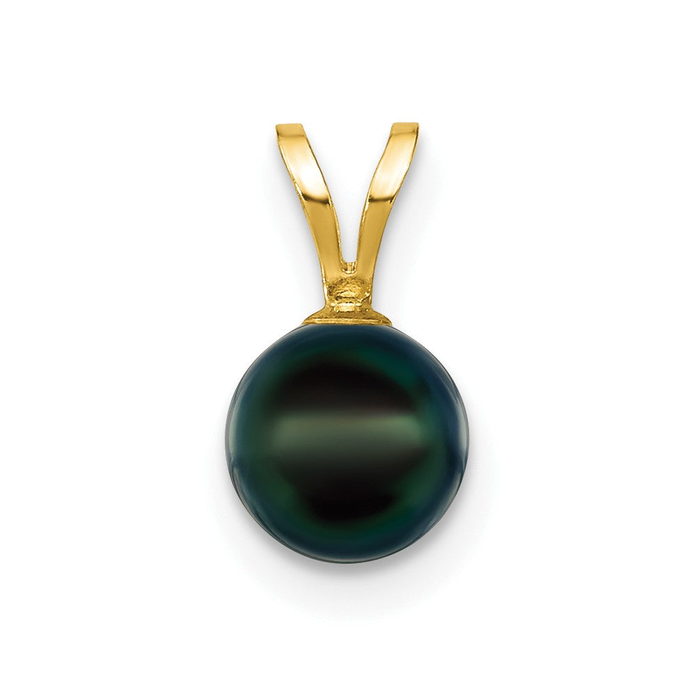 14k Gold 6-7mm Black Saltwater Akoya Cultured Pearl Pendant-XF487B