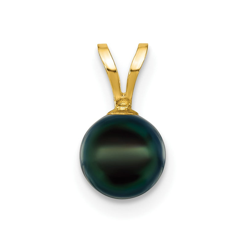14k Gold 6-7mm Black Saltwater Akoya Cultured Pearl Pendant-XF487B