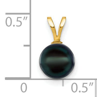 14k Gold 7-8mm Black Saltwater Akoya Cultured Pearl Pendant-XF488B