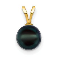 14k Gold 7-8mm Black Saltwater Akoya Cultured Pearl Pendant-XF488B