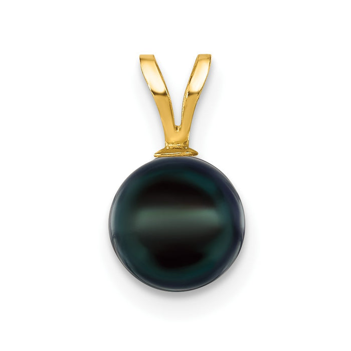 14k Gold 7-8mm Black Saltwater Akoya Cultured Pearl Pendant-XF488B