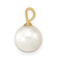 14k Gold 8-9mm Round White Saltwater Akoya Cultured Pearl Pendant-XF489