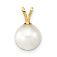 14k Gold 8-9mm Round White Saltwater Akoya Cultured Pearl Pendant-XF489