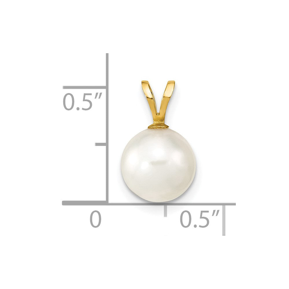 14k Gold 8-9mm Round White Saltwater Akoya Cultured Pearl Pendant-XF489