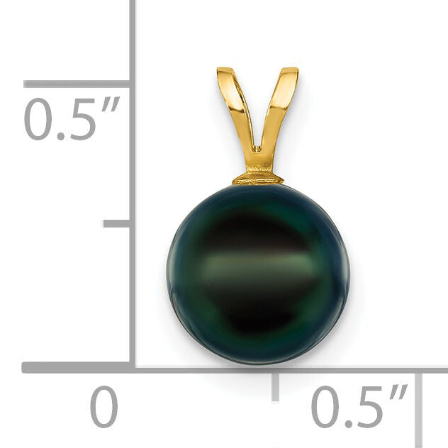 14k Gold 8-9mm Black Saltwater Akoya Cultured Pearl Pendant-XF489B