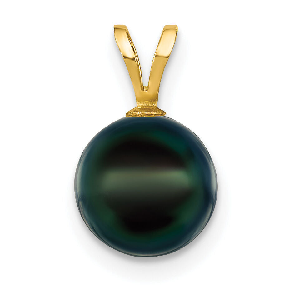 14k Gold 8-9mm Black Saltwater Akoya Cultured Pearl Pendant-XF489B