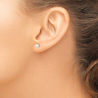14k 4-5mm Round White Saltwater Akoya Cultured Pearl Stud Post Earrings-XF491E