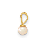 14k Gold 3-4mm Pink Round Freshwater Cultured Pearl Pendant-XF517