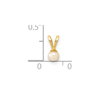 14k Gold 3-4mm Pink Round Freshwater Cultured Pearl Pendant-XF517