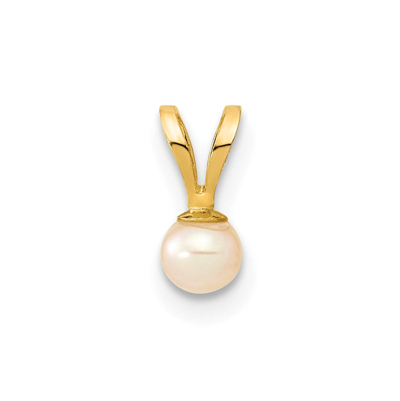 14k Gold 3-4mm Pink Round Freshwater Cultured Pearl Pendant-XF517