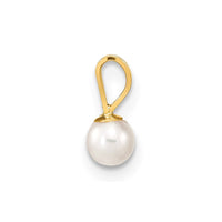 14k Gold 3-4mm White Round Freshwater Cultured Pearl Pendant-XF518