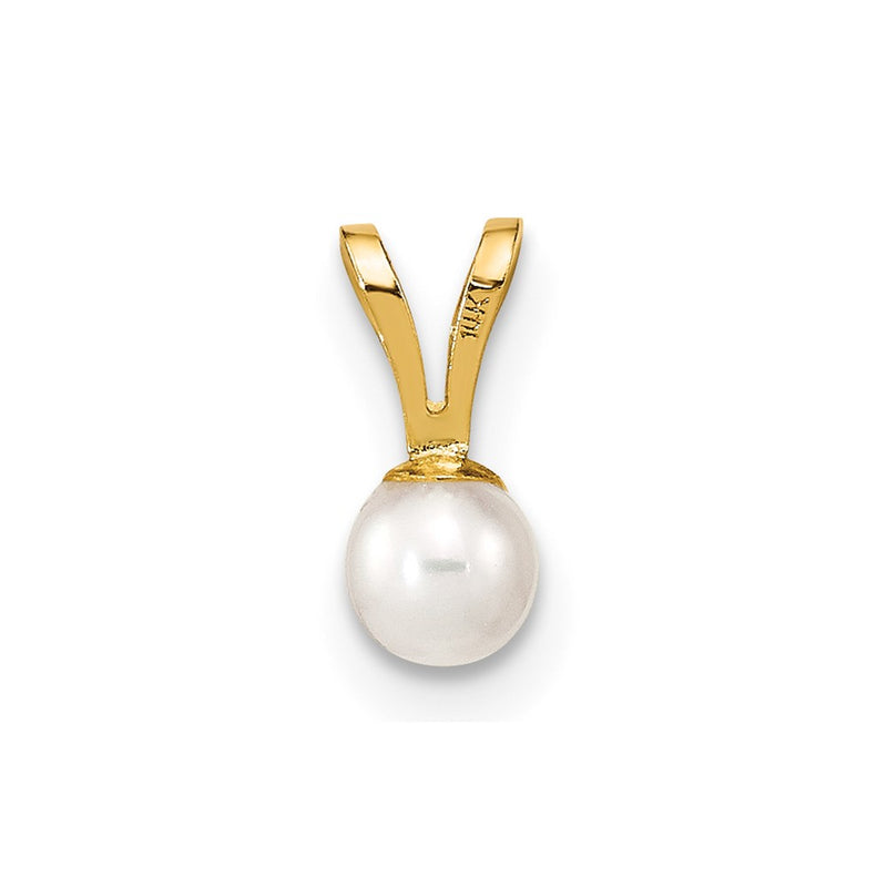 14k Gold 3-4mm White Round Freshwater Cultured Pearl Pendant-XF518