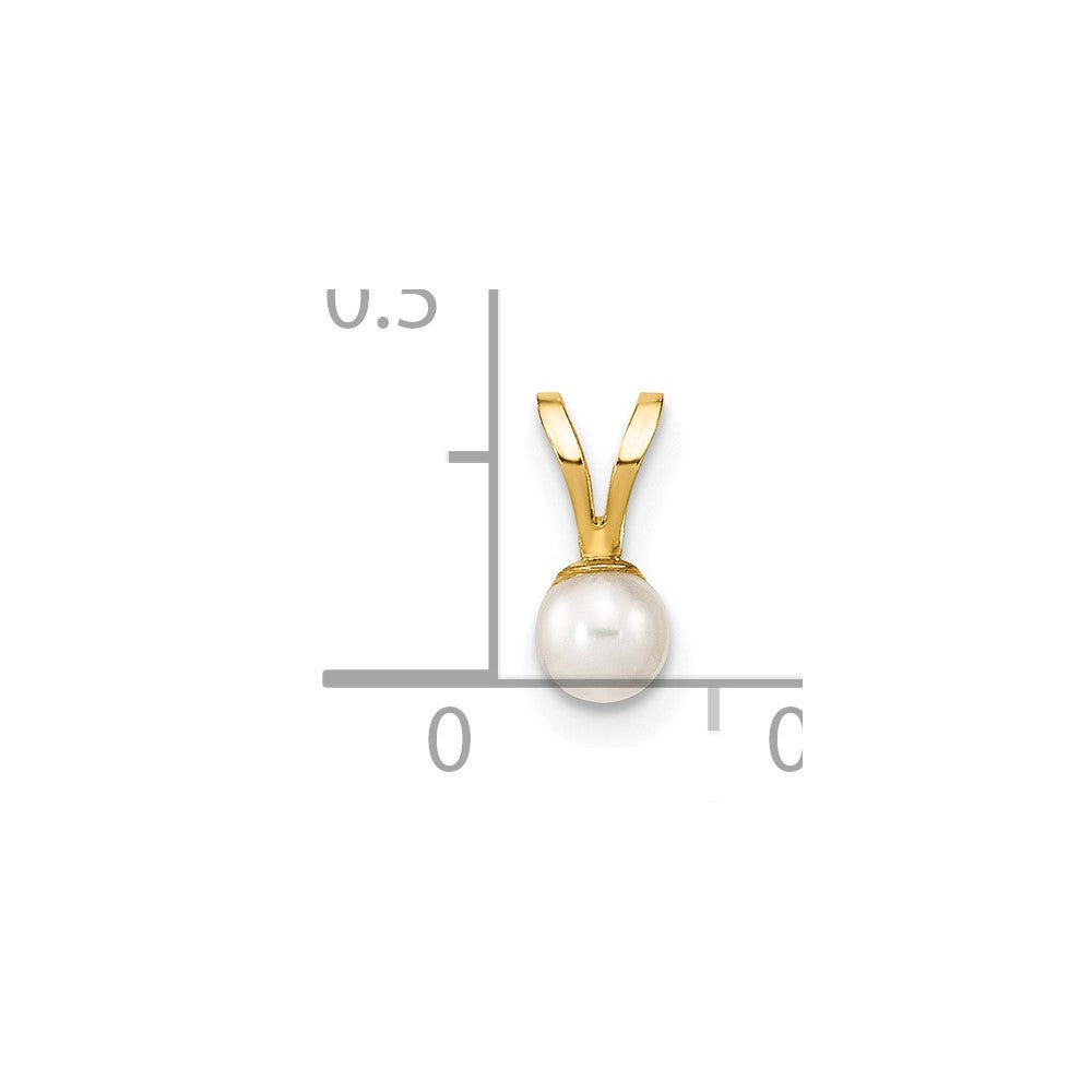 14k Gold 3-4mm White Round Freshwater Cultured Pearl Pendant-XF518