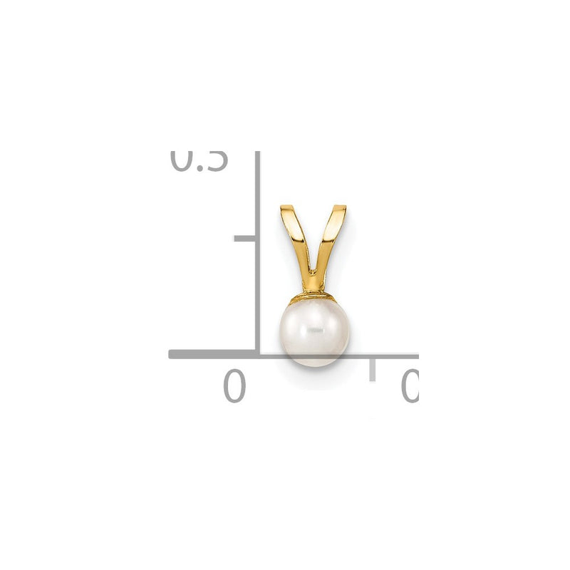14k Gold 3-4mm White Round Freshwater Cultured Pearl Pendant-XF518