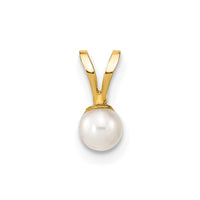 14k Gold 3-4mm White Round Freshwater Cultured Pearl Pendant-XF518