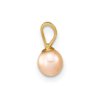 14k Gold 4-5mm Pink Round Freshwater Cultured Pearl Pendant-XF519
