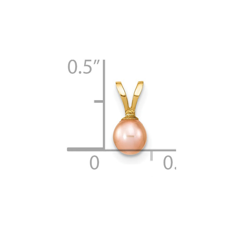 14k Gold 4-5mm Pink Round Freshwater Cultured Pearl Pendant-XF519