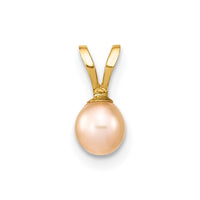 14k Gold 4-5mm Pink Round Freshwater Cultured Pearl Pendant-XF519