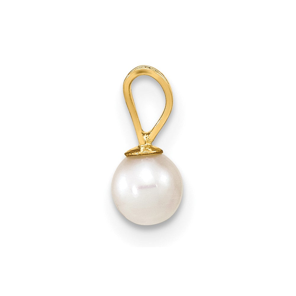 14k Gold 4-5mm White Round Freshwater Cultured Pearl Pendant-XF520