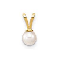 14k Gold 4-5mm White Round Freshwater Cultured Pearl Pendant-XF520