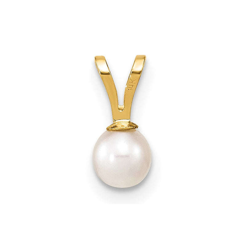 14k Gold 4-5mm White Round Freshwater Cultured Pearl Pendant-XF520