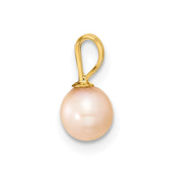 14k Gold 5-6mm Pink Round Pink Freshwater Cultured Pearl Pendant-XF521